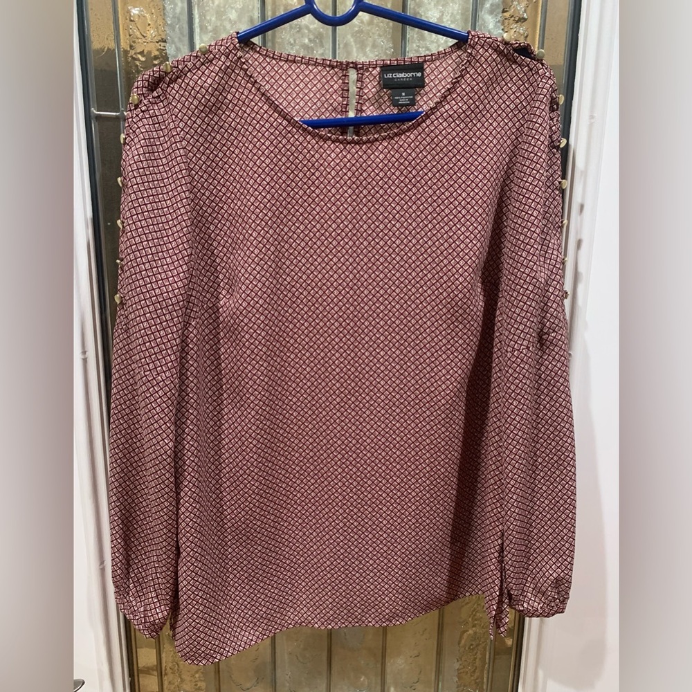 Liz Claiborne Women's Red Patterned Blouse